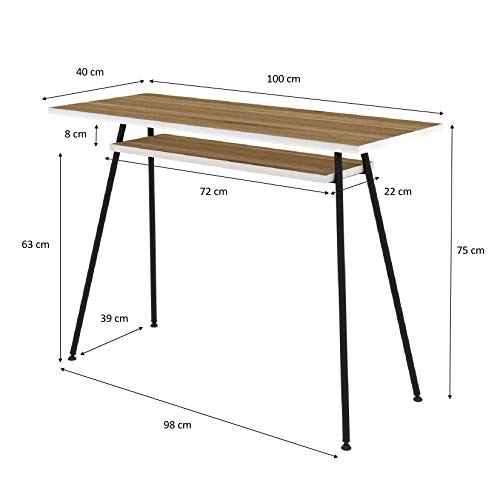 LEVIRA – Table, Bureau, Kost Dash – 100 x 40 x 75 – Noyer Tróia et Noir