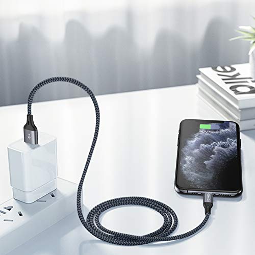 RAVIAD Câble iPhone Chargeur iPhone, [Certifié MFi] Fil Lightning Nylon Tressé Ultra Résistant pour iPhone 13/12/11/Pro…