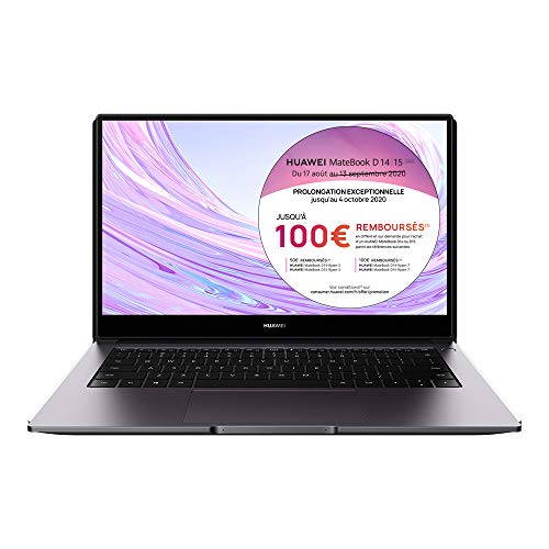 HUAWEI MateBook D 14 2020 PC Portable 14” 1080p FHD (AMD Ryzen 5 3500U, RAM 8Go, SSD 512Go, Windows 10 Home, Clavier…