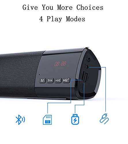 Barre de Son Haut-parleurs Bluetooth 10W Surround Sound avec Bass, Bluetooth 5.0 Enhanced Home Theater Speaker Bar et…