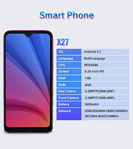GEOTEL X27 Smartphone, 6.26″ 3G Téléphones Portables Débloqués, Android 5.1, Appareil Photo 5MP+5MP, Dual SIM, Noir
