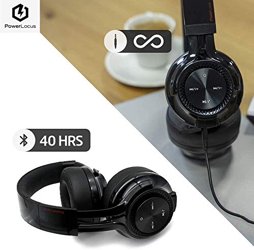 PowerLocus Casque Bluetooth sans Fil, [Bluetooth 5.0,40H de Jeu] Casque Audio stéréo sans-Fil ou Filaire avec Micro et…