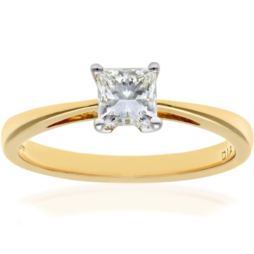 Naava femme 18 carat (750) Or jaune Gold Princesse j Diamant FINERING