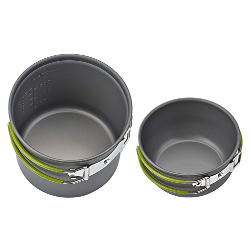 Cozyswan Pique-nique Camping Randonnée Pédestre Pot Pan Cookware Extérieur Casseroles de Cuisine 2 Pièces