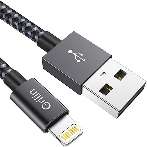 Gritin Câble iPhone [MFI Certifié Apple], 2M Câble Lightning vers en Nylon Tressé Charge Rapide Synchro Chargeur iPhone…