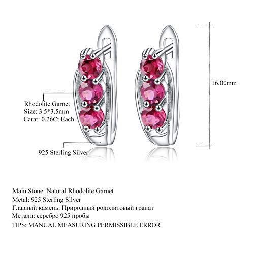 D&XQX 925 Sliver Boucles d’oreilles pour Les Femmes 1.57Ct Naturel Grenat rhodolite Boucles d’oreilles Pierres…