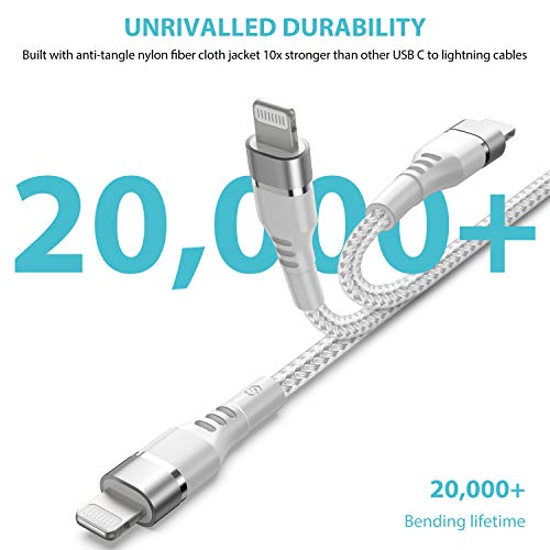 Syncwire Câble USB C vers Lightning MFi Certifié – Version 2020 Charge Ultra Rapide PD Nylon Résistant Câble Type C Vers…