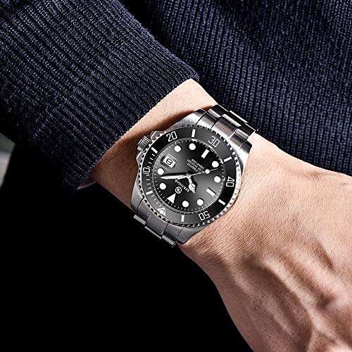 BERSIGAR Montre Automatique pour Homme, Mécanique 100M Etanche Analogique, Montre de Plongée à Mouvement, Aux Rayures…