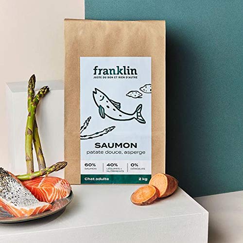 Franklin – Croquettes sans Céréales – Chat Adulte – 60% de Viande – Hypoallergéniques – Digestion Parfaite – Saumon…