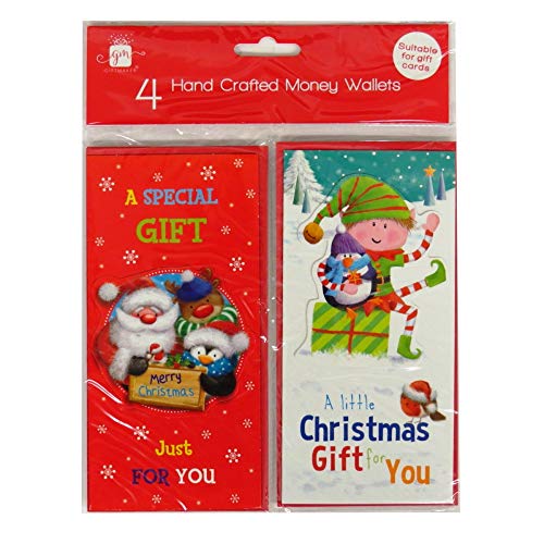 Gift Maker Pack 4 Hand Crafted Christmas Money Voucher Wallets – Cute