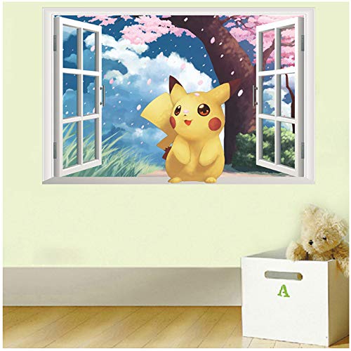 ZGQQQ Populaire Jeu Pikachu Pokemon Go Stickers Muraux pour Enfants Chambres Chambre De Bande Dessinée Fenêtre Stickers…