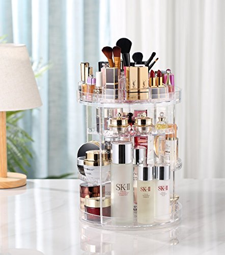 AMEITECH Organisateur de Maquillage, Bijoux Ajustable Rotatifs à 360 Degrés et Support D’écran Cosmétique, 8 Couches de…