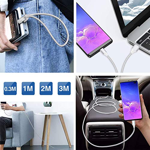 Câble USB Type C [Lot de 4 1m] Chargeur USB C en Nylon Tressé Charge Synchro Rapide Compatible pour Samsung Galaxy S20…