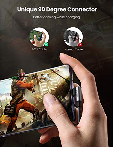 UGREEN Câble USB C vers USB C Coudé PD 60W Charge Rapide Câble Type C 90 Degrés Nylon Tressé Compatible avec MacBook Pro…