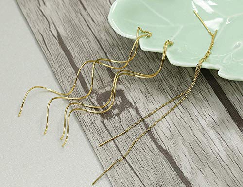 Finrezio Crochet Boucles d’Oreilles Traversantes Pendantes en Acier Inoxydable pour Femmes Filles