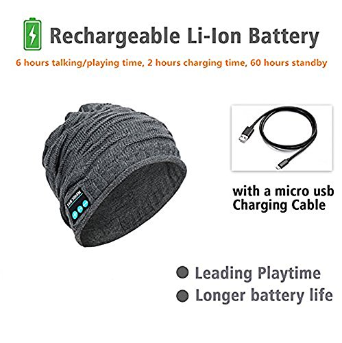 ZHIKE Bonnet BlueTooth Music Beanie,Bonnet de casque sans fil unisexe rechargeable, casque Bluetooth, chapeau d’hiver…