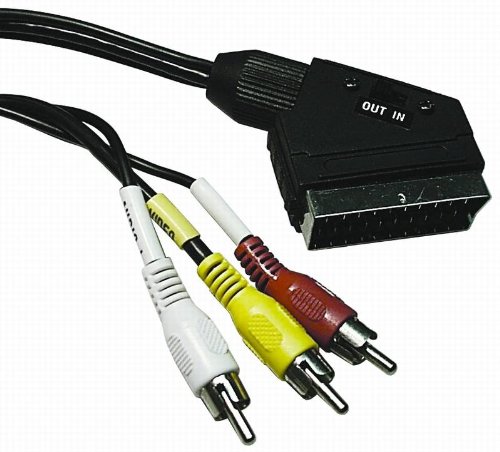 VSE 610070 Câble péritel avec interrupteur 3 prises RCA vidéo audio et vidéo en métal 2 m