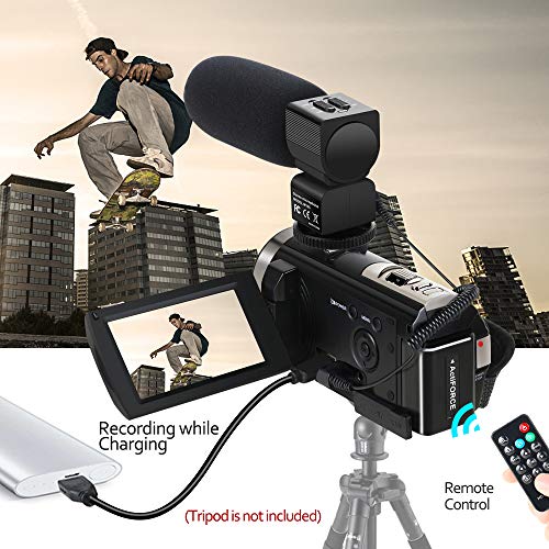 Aabeloy Caméscope Caméra Vidéo, Appareil Photo Numérique avec Microphone HD 1080p 24MP Zoom Numérique 16X LCD 3,0 Pouces…