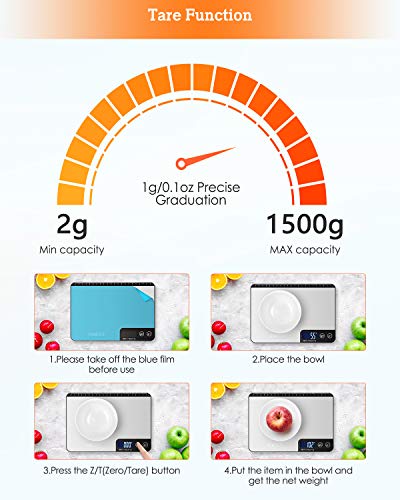Balance de Cuisine Balance de Cuisine Numérique Pour Aliments 33 lb/15 kg Balance de Cuisine Electronique Avec Précision…