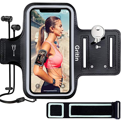 Gritin Brassard de Sport, Universel Brassard de Course pour iPhone 13/13 Pro/12/12 Pro/11/11 Pro/XR/X/8/7 Jusqu’à 6.1…