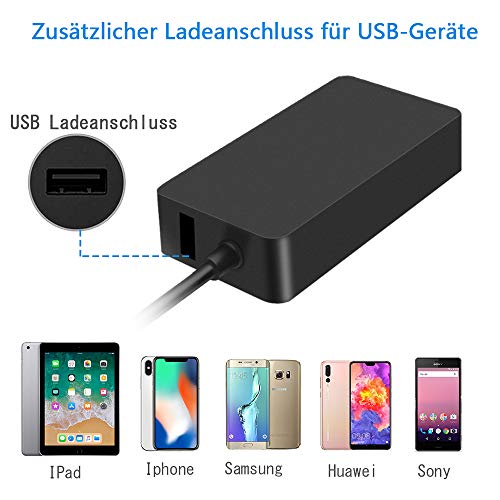 aifulo Chargeur 65 W Surface Pro 15 V 4 A compatible avec Surface Pro X Pro 7/6/5, Surface Laptop 3 2 1 Surface Go…