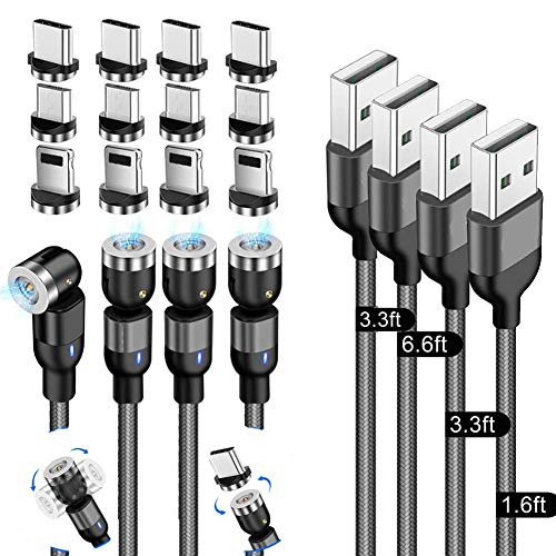 Câble de Chargement Magnétique 3 en 1,Cable Magnetique Paquet de 4(0.5M,1M,1M,2M) Câble de Chargement de Téléphone en…