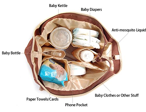 iSuperb Sac à langer Bébé Momie Momi Sac d’organisateur bagages Fourre-tout Sac d’épaule Sac à main Voyage grande…