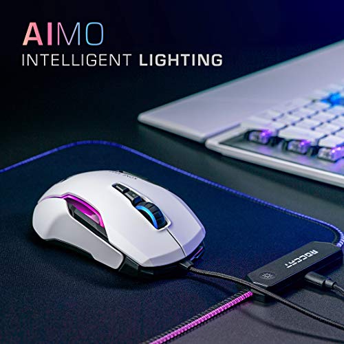 Roccat Kone AIMO Souris Gaming (remastered) – Capteur Optique Owl-Eye Haute Précision (de 100 à 16.000 DPI), Blanc