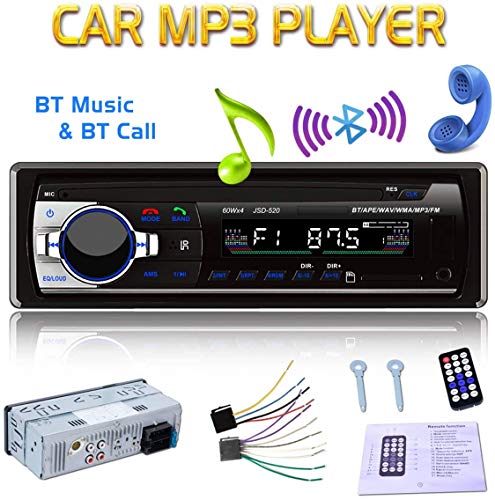 Luckdragon BT Stéréo de voiture, lecteur multimédia numérique 12 V, radio FM, lecteur MP3 de voiture USB/SD/AUX, appels…