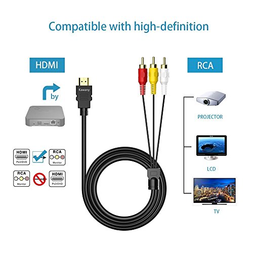 Chenduomi Convertisseur HDMI vers AV 1080p HDMI vers 3RCA /AV/CVBS Adaptateur audio vidéo composite (noir)