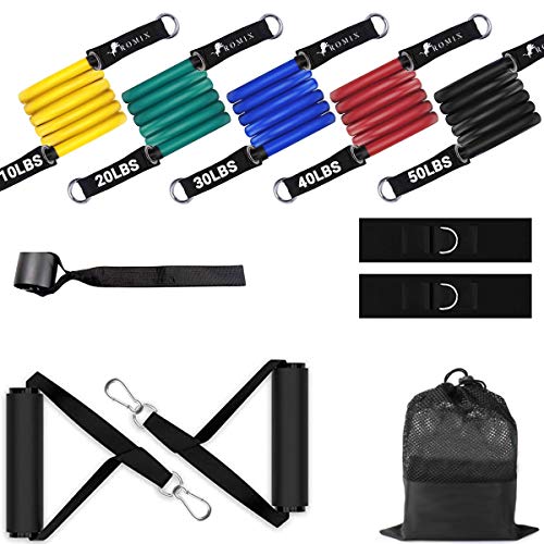ROMIX Bandes de Résistance Set 11 Pcs, 150 LBS Elastique Musculation Tubes, Professionnels Latex Fitness Bands avec…