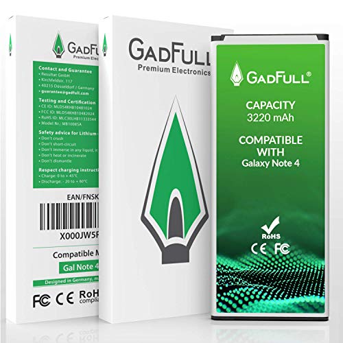 GadFull Batterie Compatible avec Samsung Galaxy Note 4 | Correspond à l’ EB-BN910BBE | Compatible avec SM-N910F| SM…