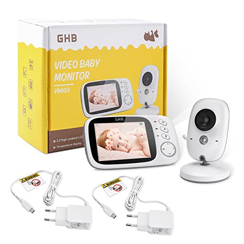GHB Babyphone Caméra 3.2 Inches Bébé Moniteur Babyphone Vidéo LCD Couleur Bébé Surveillance 2.4 GHz Communication…