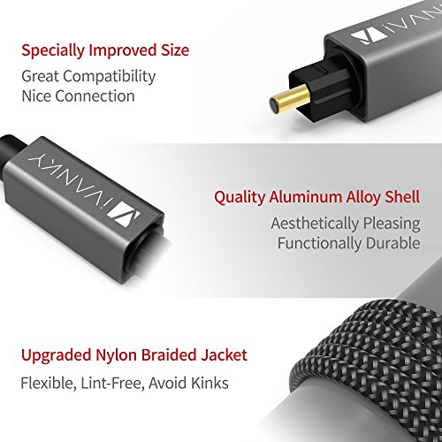 iVANKY Câble Optique Audio Numérique en Nylon Tressé équipé de Fils de Japon TORAY – Câble Fibre Optique Toslink pour…