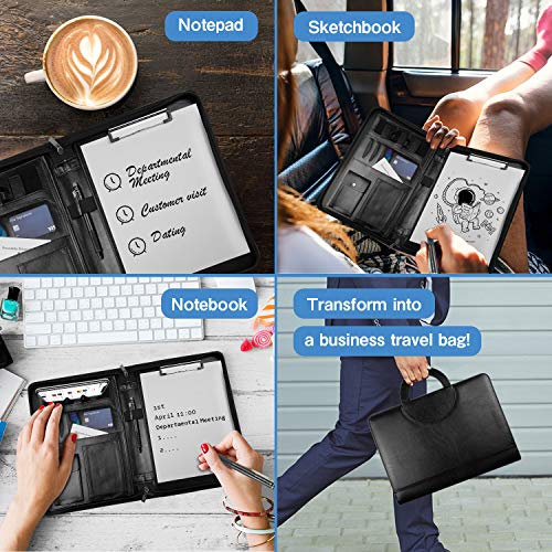NEWYES Porte Document A4, Multifonctionnel Dossier de Conférence, avec Poignées Magnétiques Pliables, à Fermeture…