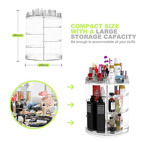 AMEITECH Organisateur de Maquillage, Bijoux Ajustable Rotatifs à 360 Degrés et Support D’écran Cosmétique, 8 Couches de…
