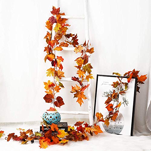 YQing Lot de 2 guirlandes de Feuilles d’érable artificielles à Suspendre pour intérieur ou extérieur, Mariage, fête…