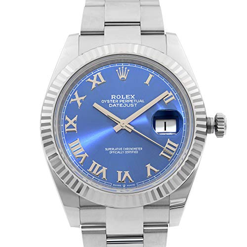 Rolex Datejust 41 Montre en acier 18 carats avec cadran romain Bleu 126334 BLRO