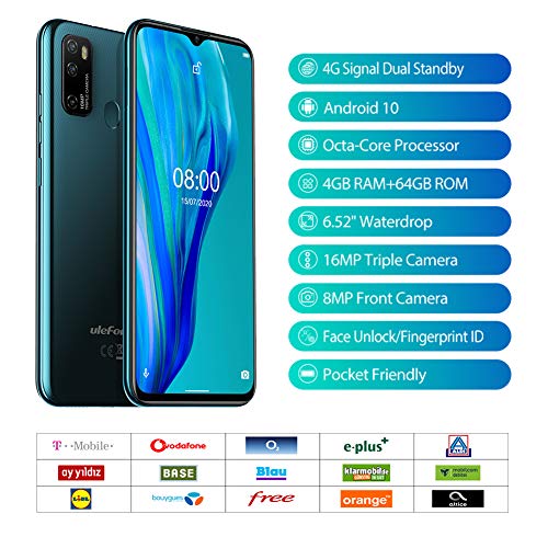 Ulefone Smartphone Débloqué 4G,Octa-Core 4Go+64Go Android 10 Téléphone Portable Note 9P,Ecran Waterdrop 6,52 Pouces…