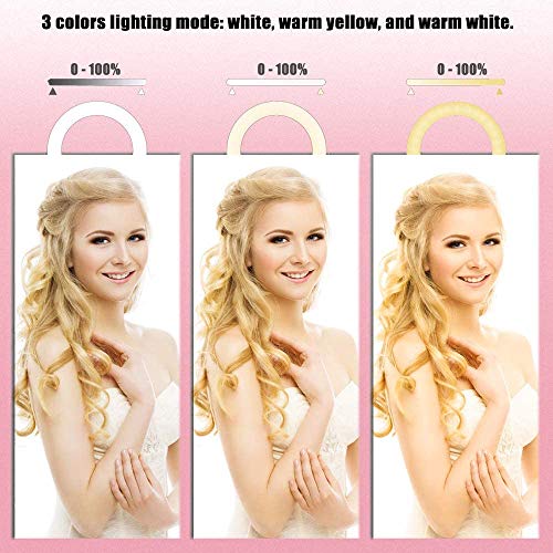 Creatck 8″ LED Ring Light avec trépied, dimmable 3 Modes d’éclairage et 10 luminosité Selfie Desk Makeup Light with Cell Phone Holder USB Live Streaming Circle Light for Youtube Video Photography