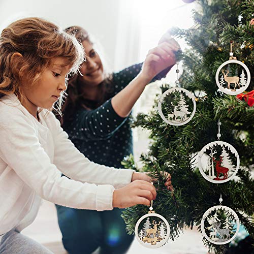 BELLE VOUS Suspension Sapin de Noël en Bois (9 Pcs) – Décoration Sapin de Noel Découpé au Laser Sculpture avec Ficelle…