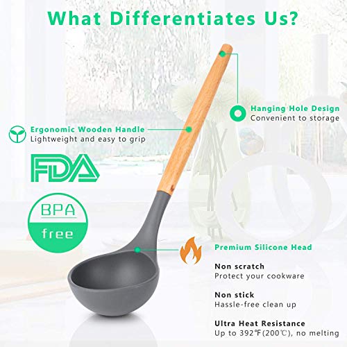 NEXGADGET Ensemble d’Ustensiles de Cuisine de 30 Pièces, Set de Cuisine en Silicone avec Support, Pinces, Grattoir…