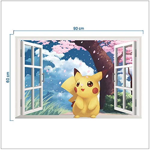 ZGQQQ Populaire Jeu Pikachu Pokemon Go Stickers Muraux pour Enfants Chambres Chambre De Bande Dessinée Fenêtre Stickers…