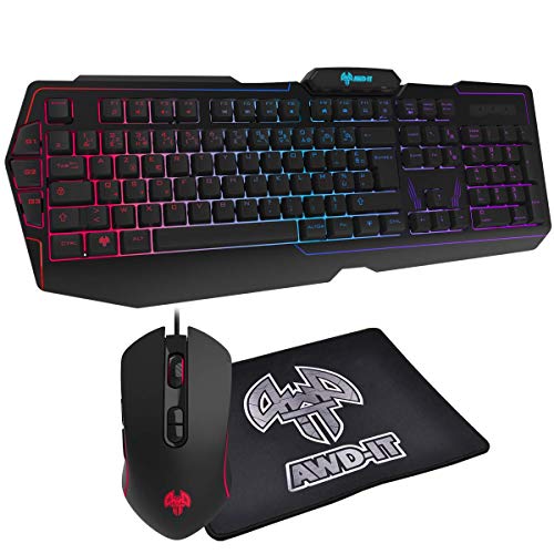 AWD-IT Ensemble PC Gamer Processeur 4 cœurs AMD A10 9700 • Écran LED 24″• Clavier et Souris Gamer • 16 Go • 1 to • Étui PC à LED • WiFi • Windows 10