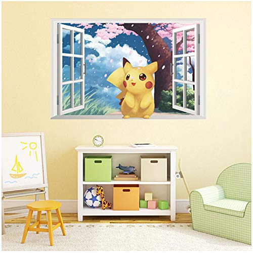 ZGQQQ Populaire Jeu Pikachu Pokemon Go Stickers Muraux pour Enfants Chambres Chambre De Bande Dessinée Fenêtre Stickers…