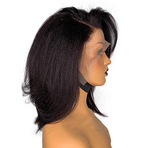 HAIRCARE Short Cut Bob Blunt Yaki Perruques De Cheveux Humains,Pixie 150% Perruques Avant De Dentelle pour Les Femmes…