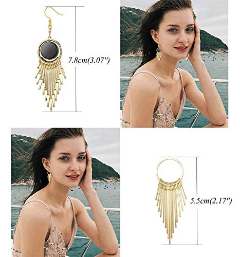 YADOCA 10 Paires Boucles d’Oreilles Pendante pour Femmes Filles Boucles d’Oreilles Boheme Vintage Plume Pompon Bijoux…