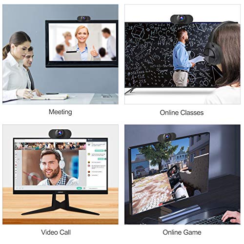 Anykuu Webcam pour PC avec Microphone 1080P Full HD Caméra Web USB 2.0 Audio Stéréo Mise au Point Automatique pour…