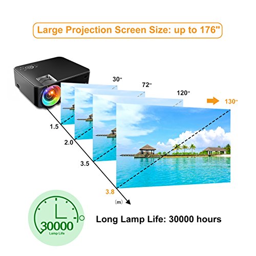 Artlii Retroprojecteur Mini, Videoprojecteur Portable LED Soutien HD 1080p, 3800lumen, 200”, Video projecteur…