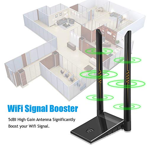 Clé WiFi Dongle Antenne USB Adaptateur pour PC sans Fil AC 1200Mbps 5GHz/867Mbps 2.4GHz/300Mbps Double Bande 6dBi Réseau…